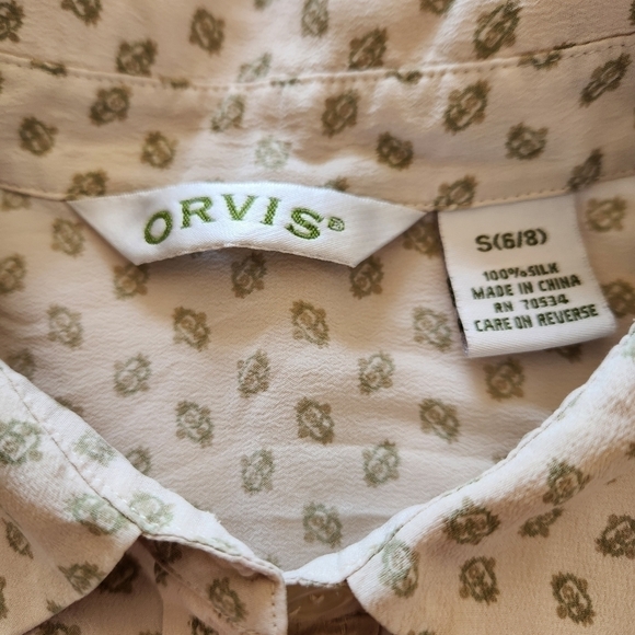 Orvis silk Paisley print mixed pattern button down Womens size Small - Picture 7 of 9